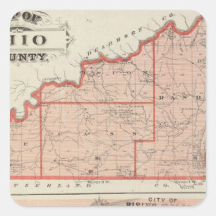 Map of Ohio County with City of Rising Sun Square Sticker