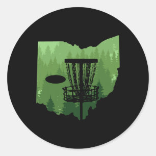 Map Of Ohio Disc Golf Player Frisbees Disc Golfer  Classic Round Sticker