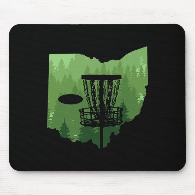 Map Of Ohio Disc Golf Player Frisbees Disc Golfer  Mouse Pad (Front)