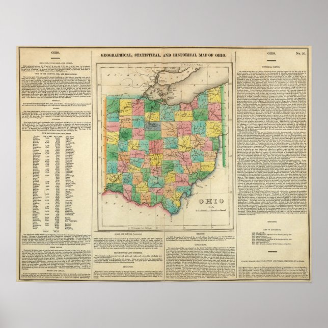 Map Of Ohio Poster (Front)
