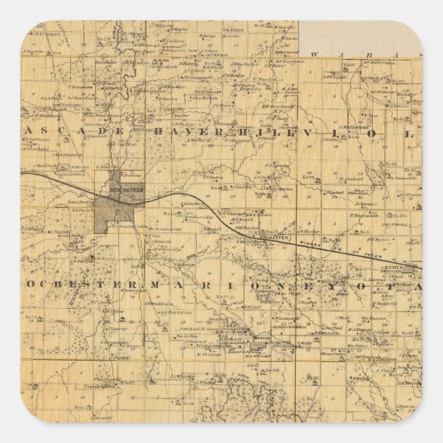 Map of Olmsted County, Minnesota Square Sticker (Front)