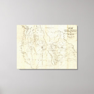 Map of Oregon, California, New Mexico Canvas Print