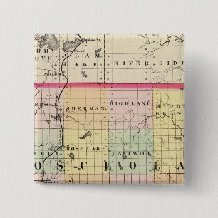 Map of Osceola County, Michigan 15 Cm Square Badge
