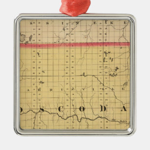 Map of Oscoda County, Michigan Metal Tree Decoration