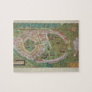 Map of Ostia, from 'Civitates Orbis Terrarum' by G Jigsaw Puzzle