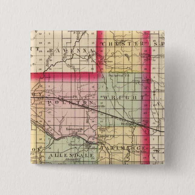 Map of Ottawa County, Michigan 15 Cm Square Badge (Front)