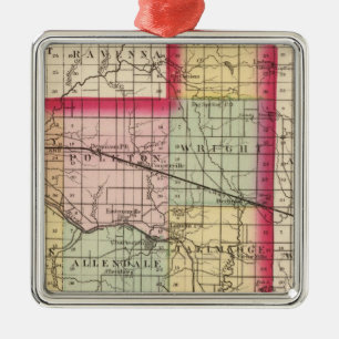Map of Ottawa County, Michigan Metal Tree Decoration