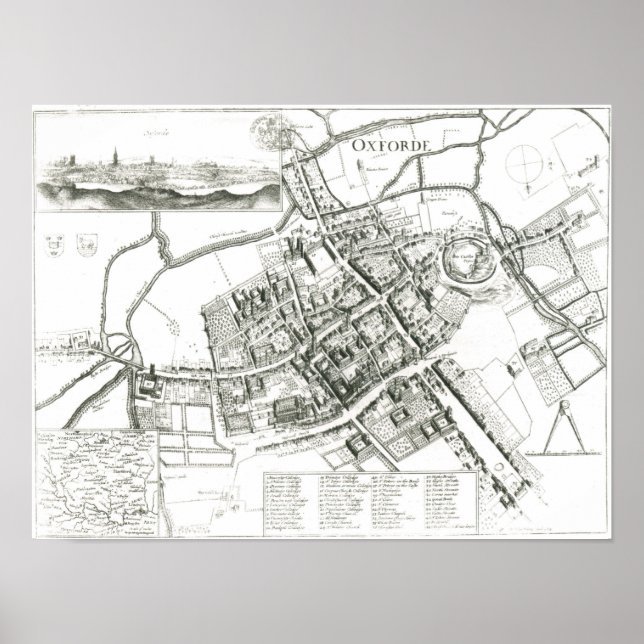 Map of Oxford, 1643 Poster (Front)