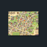 Map of Oxford, England (British Railways) Canvas Print<br><div class="desc">"Oxford. British Reilways. J.P. Sayer". Pictorial poster map of the City of Oxford, from 1949 by J.P. Sayer. The map was published by British Railways to promote rail travel. Features major landmarks, along with figures in period costumes, illustrating Oxford's storied history. All the colleges are marked with small black and...</div>