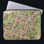 Map of Oxford, England (British Railways) Laptop Sleeve<br><div class="desc">"Oxford. British Reilways. J.P. Sayer". Pictorial poster map of the City of Oxford, from 1949 by J.P. Sayer. The map was published by British Railways to promote rail travel. Features major landmarks, along with figures in period costumes, illustrating Oxford's storied history. All the colleges are marked with small black and...</div>
