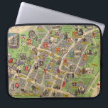 Map of Oxford, England (British Railways) Laptop Sleeve<br><div class="desc">"Oxford. British Reilways. J.P. Sayer". Pictorial poster map of the City of Oxford, from 1949 by J.P. Sayer. The map was published by British Railways to promote rail travel. Features major landmarks, along with figures in period costumes, illustrating Oxford's storied history. All the colleges are marked with small black and...</div>