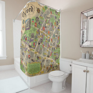 Map of Oxford, England (British Railways) Shower Curtain