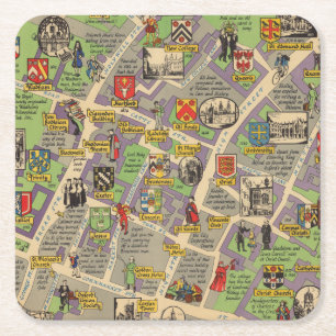 Map of Oxford, England (British Railways) Square Paper Coaster