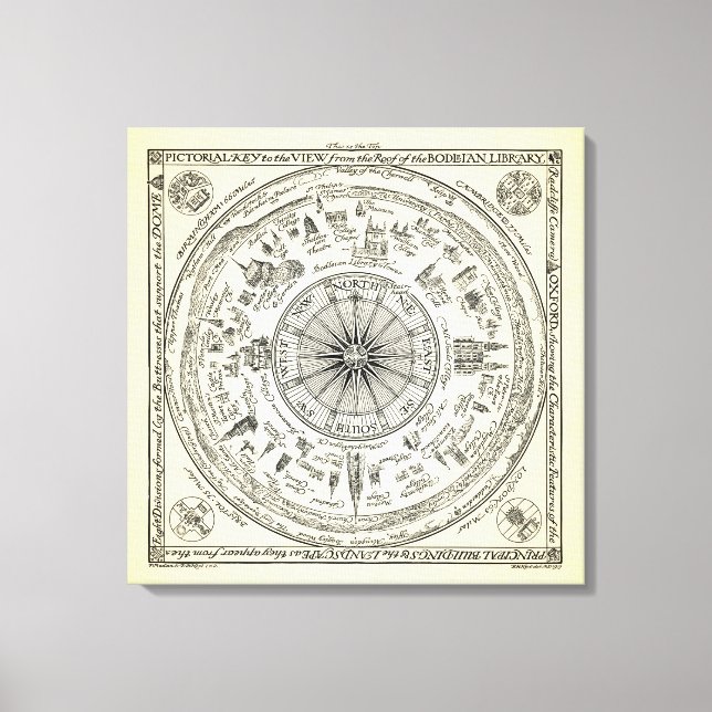 Map of Oxford view from the Bodleian Library Canvas Print (Front)