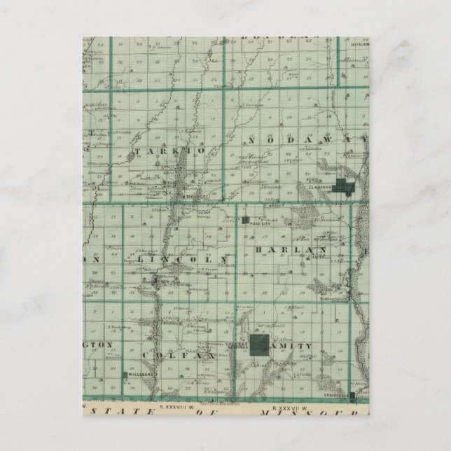 Map of Page County, State of Iowa Postcard (Front)