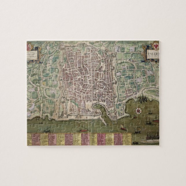 Map of Palermo, from 'Civitates Orbis Terrarum' by Jigsaw Puzzle (Horizontal)