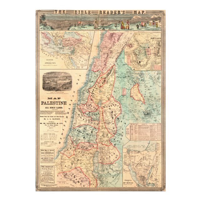 Map of Palestine and all Bible lands Large Map Photo Print (Front)