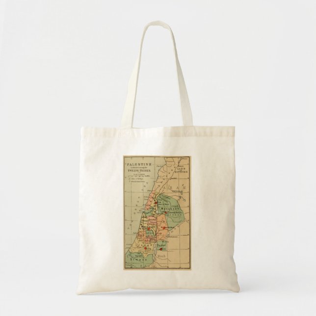 Map of Palestine Divided by the 12 tribes of 1889 Tote Bag (Front)