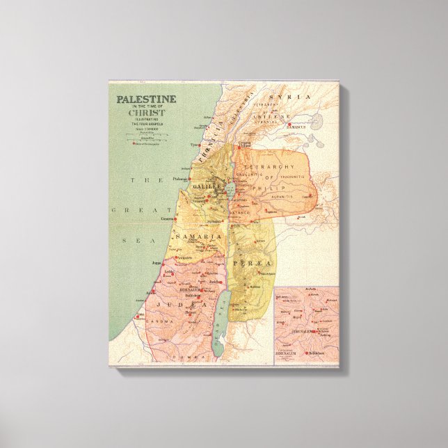 Map of Palestine in Time of Christ (to 70 A.D.) Canvas Print (Front)