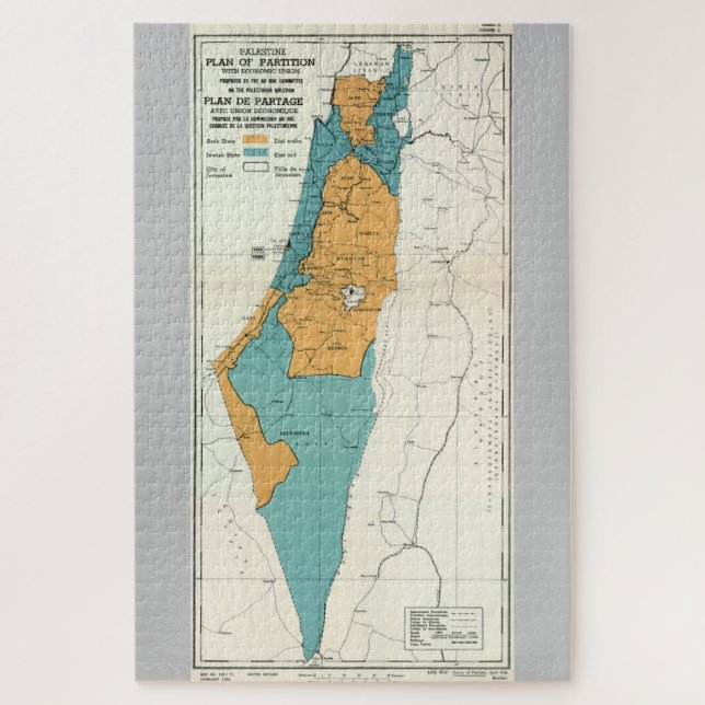 Map of Palestine Plan of Partition with Economic Jigsaw Puzzle (Vertical)