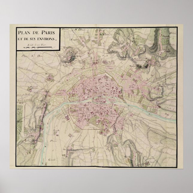 Map of Paris and its Surrounding Poster (Front)