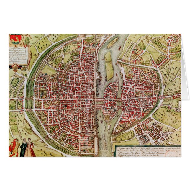 Map of Paris from 'Civitates orbis terrarrum' (Front Horizontal)