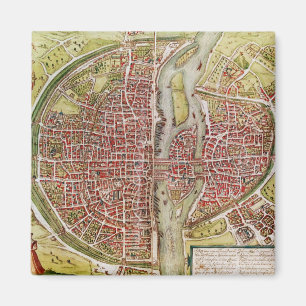 Map of Paris from 'Civitates orbis terrarrum' Magnet