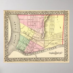 Map of Parkersburg, West Virginia Poster