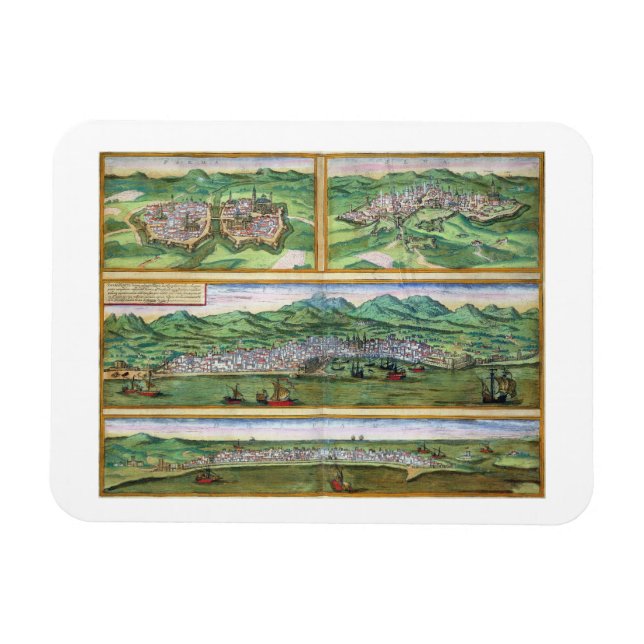 Map of Parma, Siena, Palermo, and Drepanum, from ' Magnet (Horizontal)