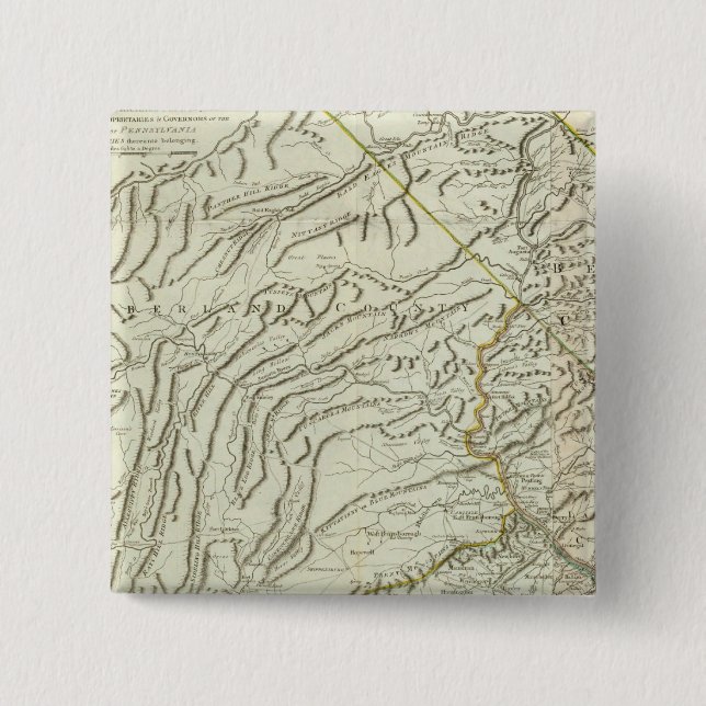 Map Of Pennsylvania 2 15 Cm Square Badge (Front)