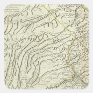 Map Of Pennsylvania 2 Square Sticker