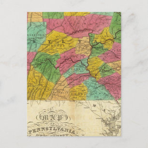 Map of Pennsylvania, New Jersey, and Delaware Postcard
