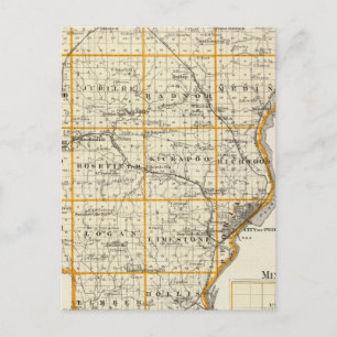 Map of Peoria County and Minonk Postcard