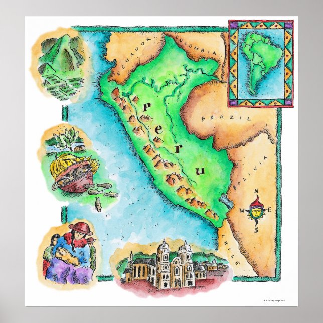 Map of Peru Poster (Front)