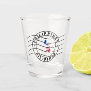 Map of Philippines, Postal Passport Stamp, Shot Glass