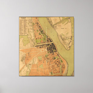Map of Phnom Penh, Cambodia (circa 1920) Canvas Print