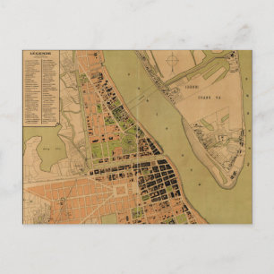 Map of Phnom Penh, Cambodia (circa 1920) Postcard