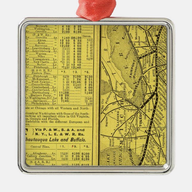Map of Pittsburgh and Western Railway Metal Tree Decoration (Front)