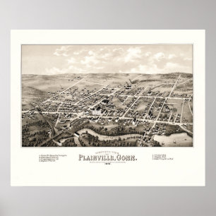 Map of Plainville, CT from 1878 Poster