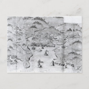 Map of Plymouth, c.1539 Postcard