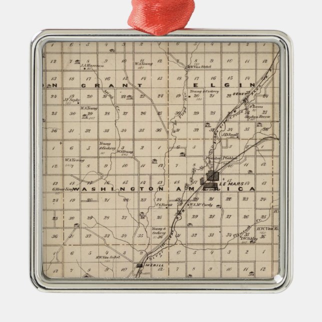 Map of Plymouth County Metal Tree Decoration (Front)