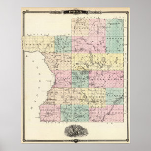 Map of Polk County, State of Wisconsin Poster
