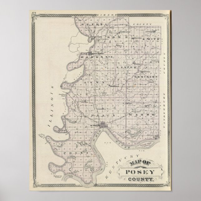Map of Posey County Poster (Front)