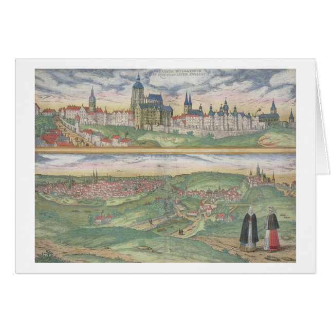 Map of Prague, from 'Civitates Orbis Terrarum' by (Front Horizontal)