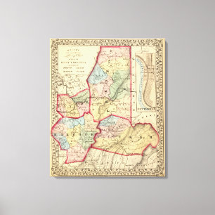 Map of Preston, Taylor, Barbour, Tucker counties Canvas Print