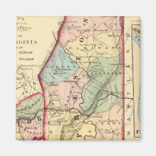 Map of Preston, Taylor, Barbour, Tucker counties Magnet