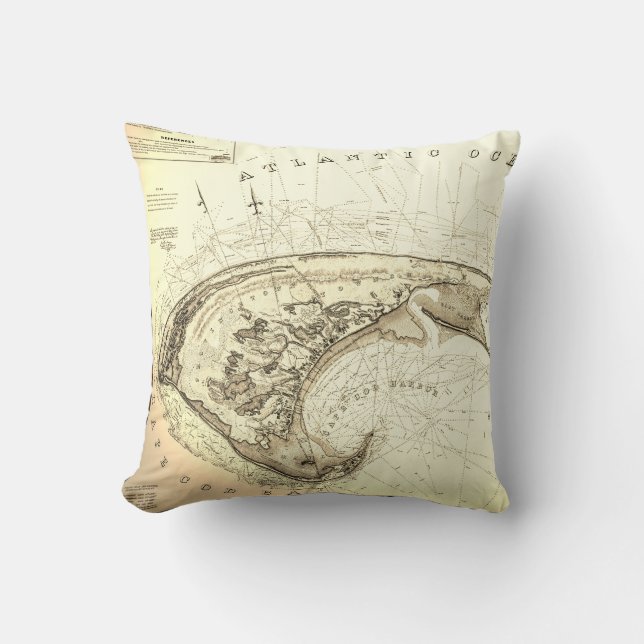 Map of Provincetown in 1830's Truro Cushion (Front)