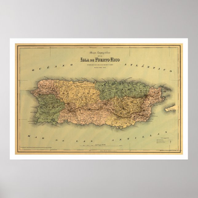 Map of Puerto Rico by Colton 1886 Poster (Front)