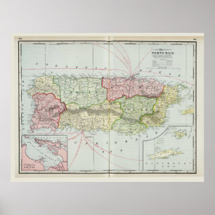 Map of Puerto Rico by F. Cram (1901) Poster
