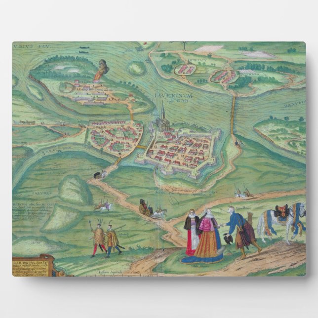 Map of Raab, from 'Civitates Orbis Terrarum' by Ge Plaque (Front)